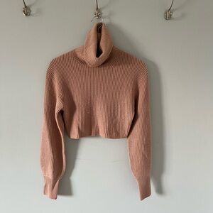 Wilfred Cropped Cowl Neck Sweater in Tan